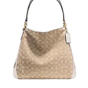 Coach Phoebe Outline Signature Logo Canvas & Leather